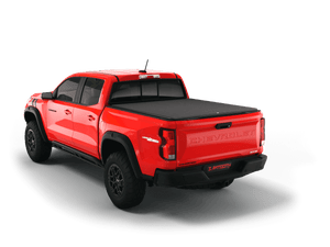 Red 2025 Chevrolet Colorado 6' 2" Bed / GMC Canyon 6' 2" Bed with flat Sawtooth Stretch expandable tonneau cover