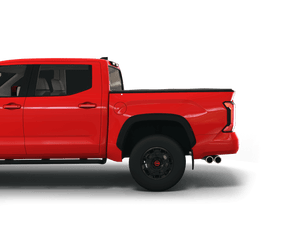 Red 2022 Toyota Tundra 6' 6" Bed with Sawtooth Stretch expandable tonneau cover laying flat