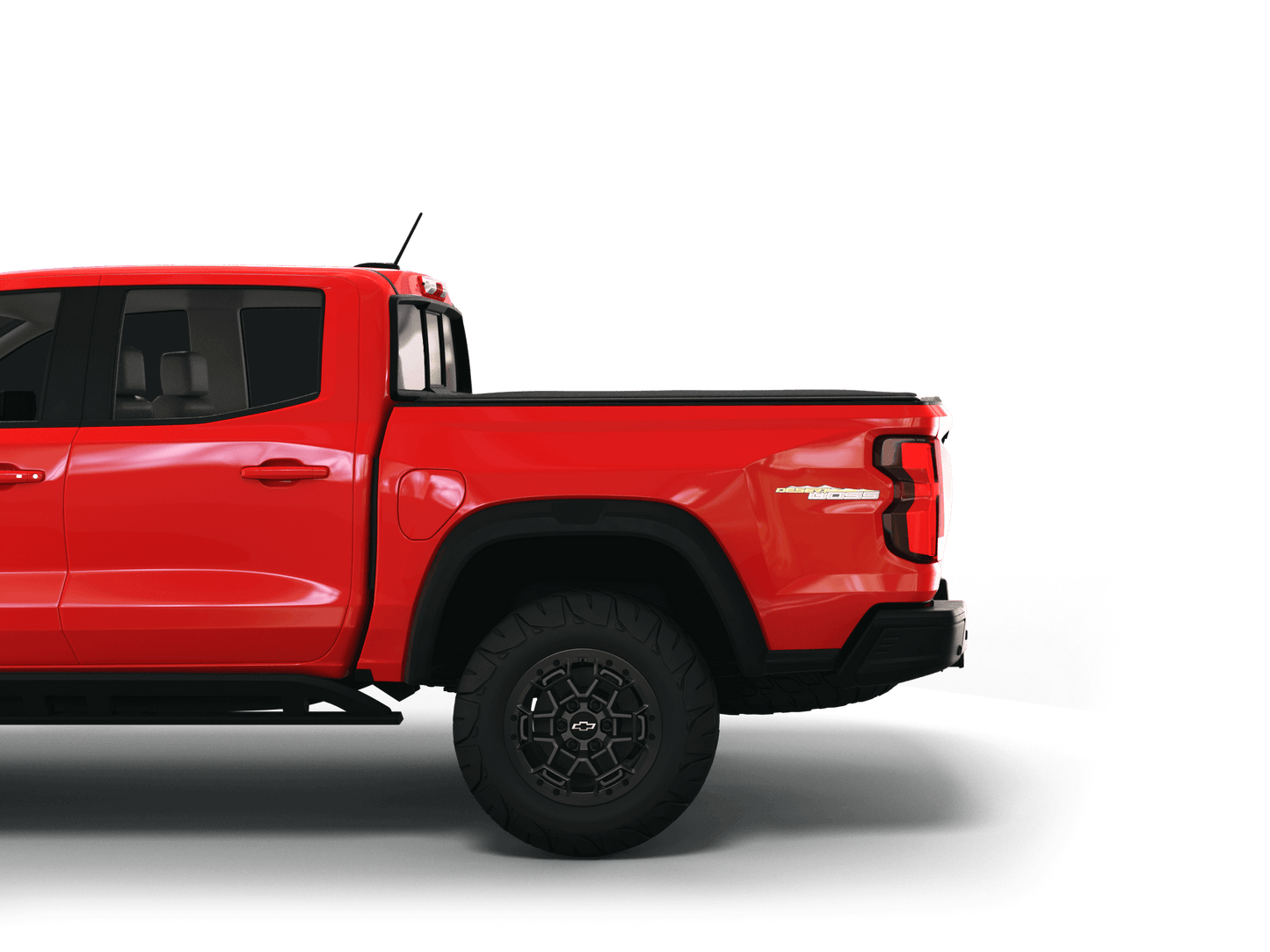 Red Chevrolet Colorado / GMC Canyon with Sawtooth Stretch expandable tonneau cover laying flat
