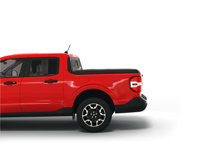 Red 2023 Ford Maverick with Sawtooth Stretch expandable tonneau cover laying flat