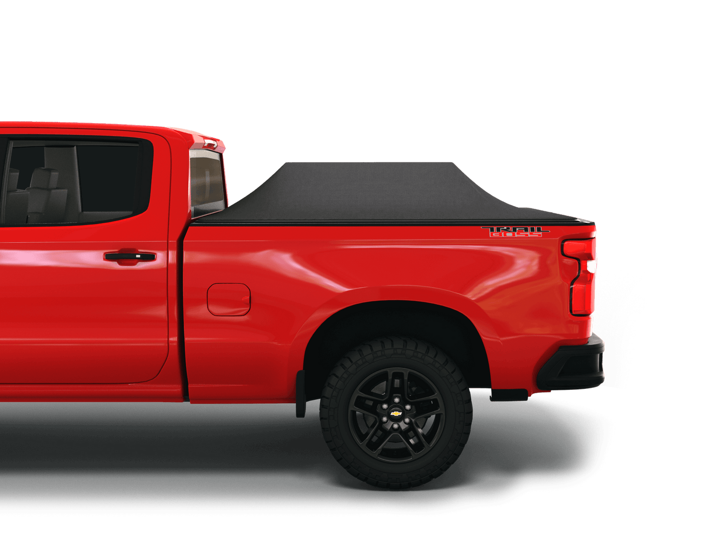 Red Chevrolet Silverado 1500 / GMC Sierra 1500 with Sawtooth Stretch tonneau cover expanded over cargo load