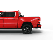 Load image into Gallery viewer, Red 2024 Ram 1500 6&#39; 4&quot; Bed with Sawtooth Stretch expandable pickup truck bed cover rolled up at cab
