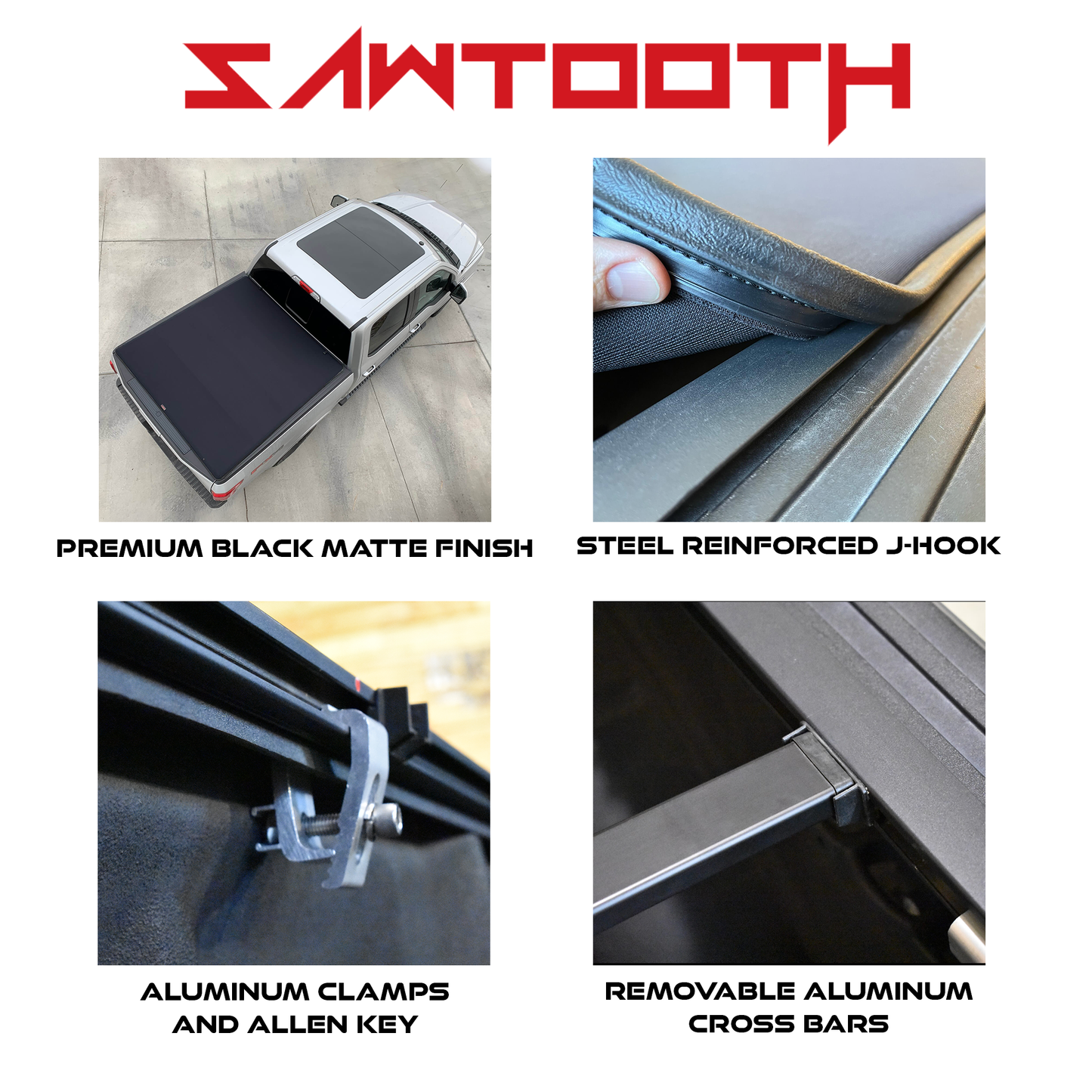 Sawtooth truck bed cover components