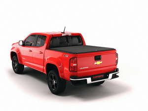 Red 2015 Chevrolet Colorado 5' 2" Bed / GMC Canyon 5' 2" Bed with Sawtooth Stretch expandable tonneau cover