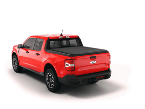 Red 2022 Ford Maverick with Sawtooth Stretch expandable tonneau cover