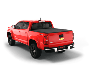 Red 2017 Chevrolet Colorado 6' 2" Bed / GMC Canyon 6' 2" Bed with flat Sawtooth Stretch expandable tonneau cover