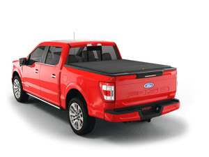 Red 2011 Ford F-150 5' 7" Bed with flat Sawtooth Stretch expandable tonneau cover