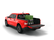 Load image into Gallery viewer, Red 2024 Ford Maverick with gear in the truck bed and the Sawtooth Stretch tonneau cover rolled up at cab 
