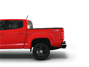 Red 2016 Chevrolet Colorado 5' 2" Bed / GMC Canyon 5' 2" Bed with Sawtooth Stretch expandable tonneau cover laying flat