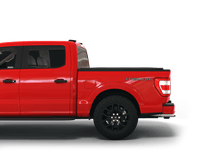 Load image into Gallery viewer, Red 2022 Ford F-150 5&#39; 7&quot; Bed with Sawtooth Stretch expandable tonneau cover laying flat

