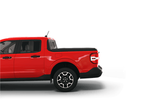 Red 2023 Ford Maverick with Sawtooth Stretch expandable tonneau cover laying flat